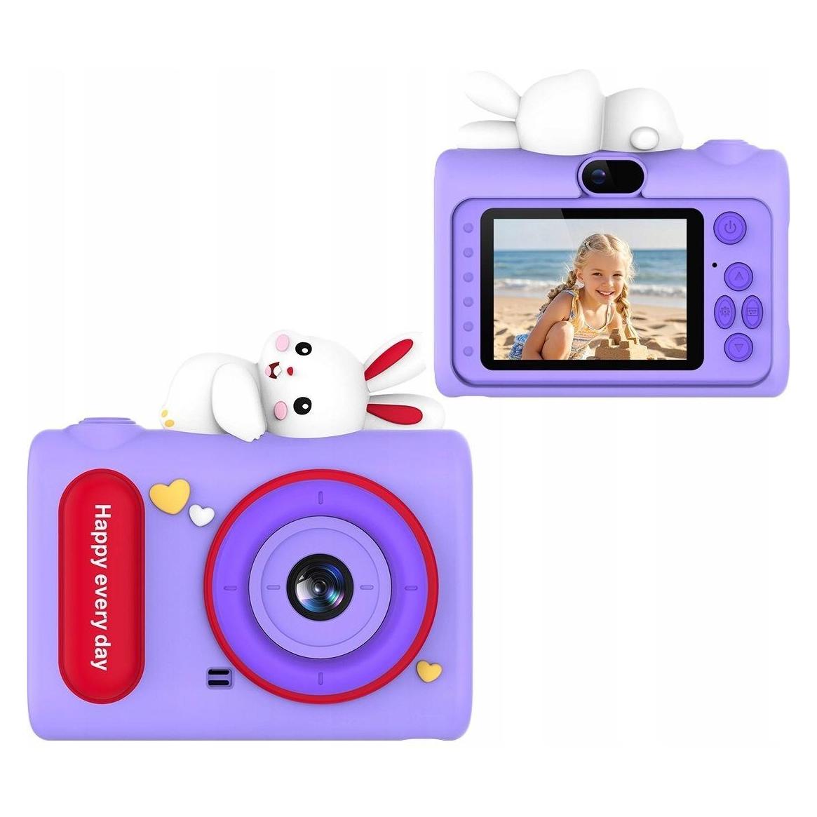 Xrec Aparat Cyfrowy 40mp Kamera Hd Obiektyw Selfie Dla Dziecka Gry Mp3 / H05 / Fioletowy Królik (XREC)