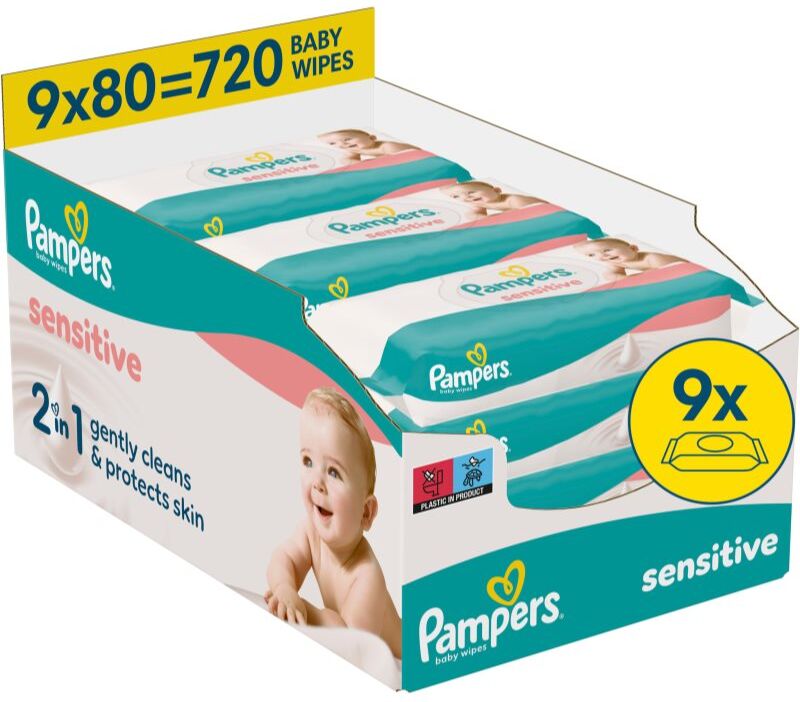 Pampers Sensitive Baby Wipes wet cleansing wipes for children 9x80 pc