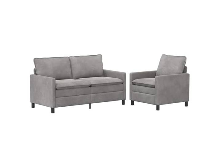 hliofuir Sofa Set 2-Teilig Hellgrau Samt Couch Polstersofa Metallrahmen Eleganter Samtbezug in Hellgrau mit bequemen Doppelschichtkissen für Ihr Wohnzimmer und Gästezimmer.