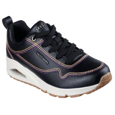 Sneaker SKECHERS "UNO-LUXURIOUS STITCHES", Damen, Gr. 41, Textil, schwarz, Lederimitat, Schuhe Sneaker, Keilsneaker, Plateausneaker mit Skech-Air Funktion