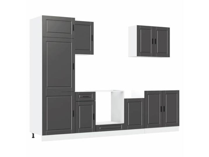 GPWERSDF 7-TLG. Küchenschrank-Set Porto Schwarz Holzwerkstoff Verstellbare Füße, Viel Stauraum, Pflegeleicht, Robust, Für Küchengeräte