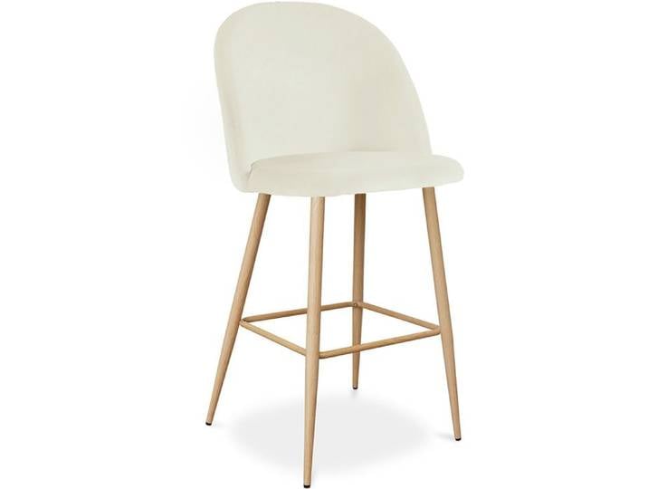Tabouret tapissé en velours - Design scandinave - Bennett Crème