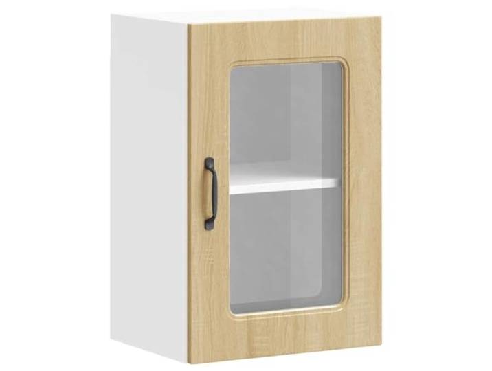 Kalmar Wandschrank für Küche, Glastür, Eichenholz Aufbewahrung für Schüsseln, Teller, Töpfe, Glastür, Holz, für Schlafzimmer, Wohnzimmer, Flur