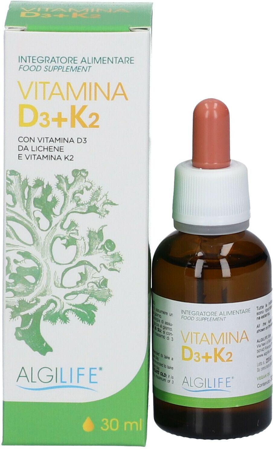 ALGILIFE Srls Algilife, Vitamina D3 + K2 Gocce, 30 ml
