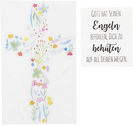Wachsmotiv Blumenkreuz und Spruch, 2 Stück