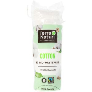 Terra-Naturi Wattepads COTTON Bio-Wattepads, rund, fusselfrei, aus Baumwolle, 60 Pads