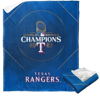 MLB 2023 World Series Champions Glory Texas Rangers Silk Touch Sherpa Throw Blanket