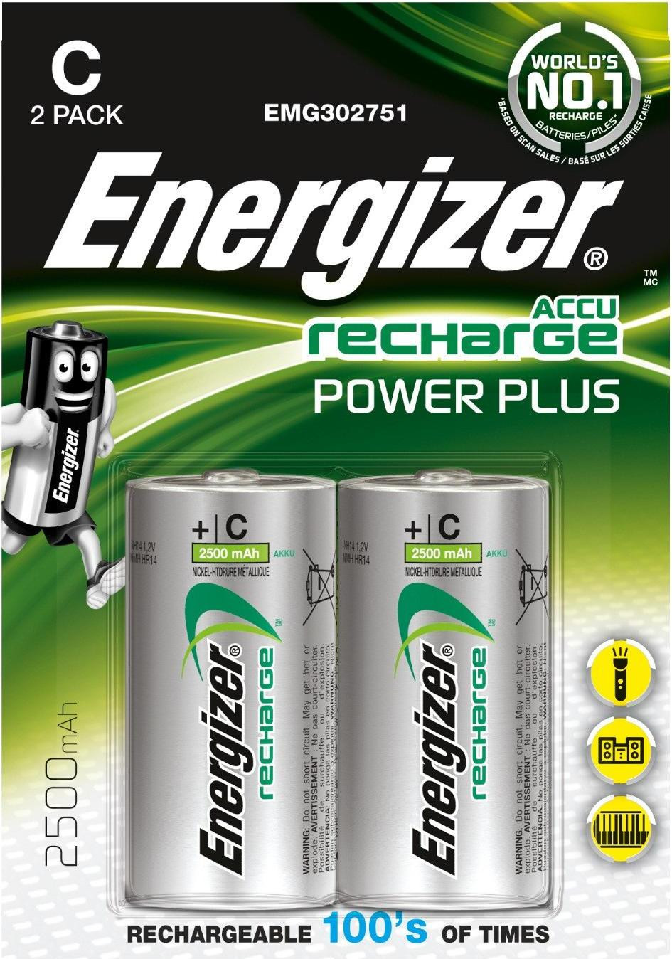Energizer Power Plus NiMH Oplaadbare Accu C (HR14) 1.2V 2500mAh 2 stuks