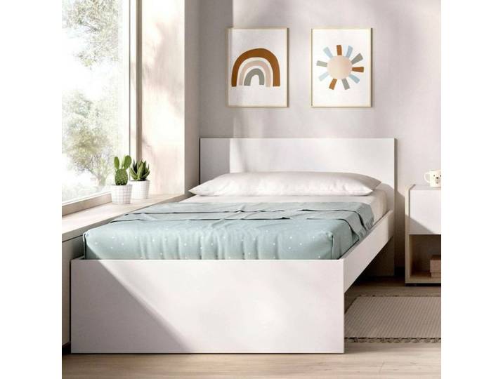 Lit Simple Haikui Dmora en Bois Noble Blanc