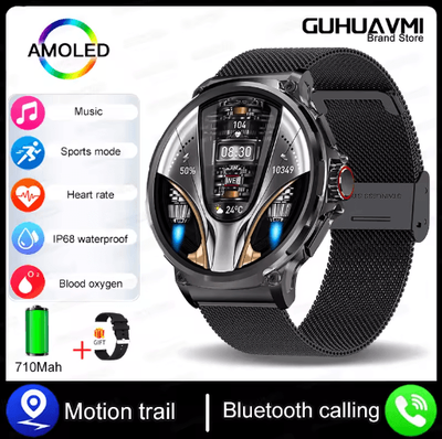 Inspire Picks UltraFit Pro 1.85 AMOLED GPS Smartwatch 710mAh Bluetooth Call Waterproof Fitness Watch black mesh belt