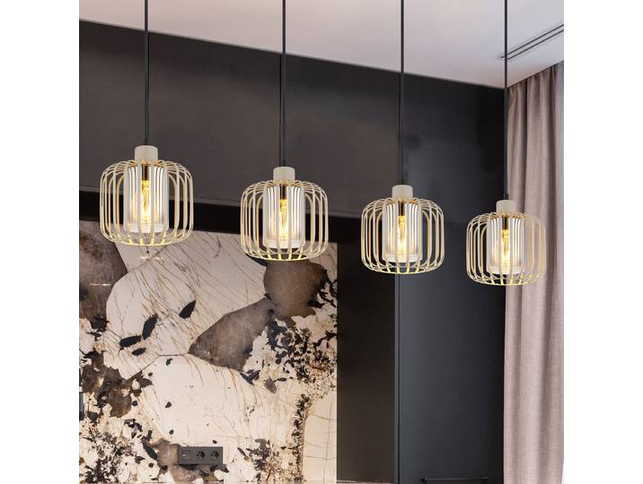 Suspension 18 x 120 x 108cm Beige Tissé à plat LED E27