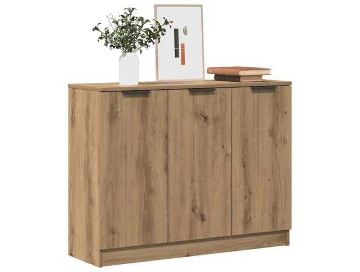 KTHLBRH Anrichte Eiche Handwerk 90,5 x 30 x 70 cm 3 Türen, robuste Ablagefläche, leicht zu reinigen, Spanplatte, Wohnzimmermöbel