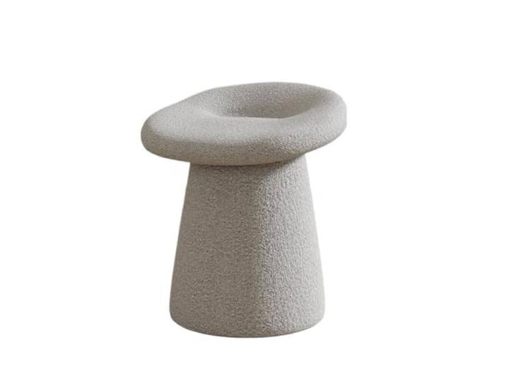 Zymjzbetic Schminkhocker Osmanischer Hocker in Pilzform Plüsch-Boucle-Polsterung, for Makeup Vanity Schlafzimmer-Sitzstuhl(Light Grey)