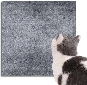 Inspired Finds Self Adhesive Cat Scratch Mat Trimmable Wall Climbing Pad Furniture Protector light Gray 11.81x39.37in