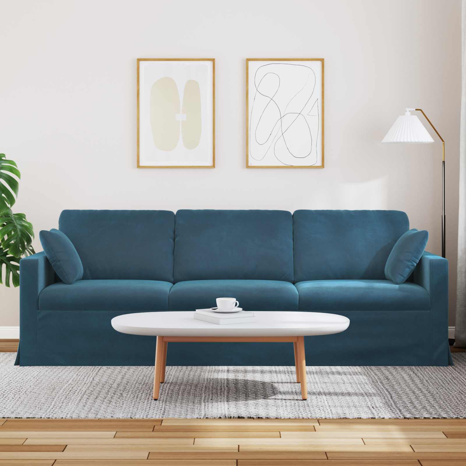 vidaXL Canapé Bleu 228 x 78 x 80 cm Velours