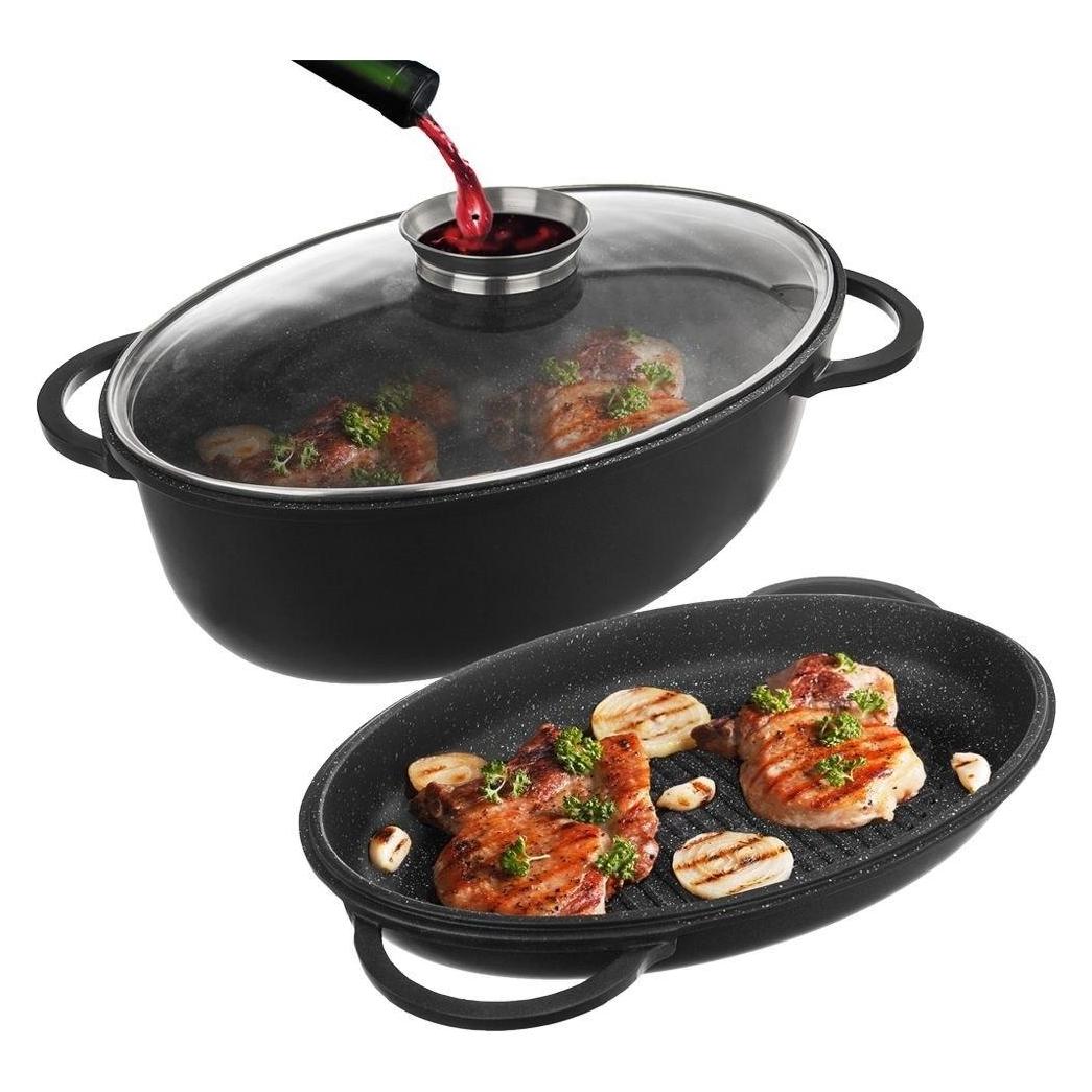 Orion Granit-Pfanne 3-in-1 mit Deckel - robuste Grillpfanne, 10 l (Bratpfanne, Grillpfanne, Kochtopf) (47975575)