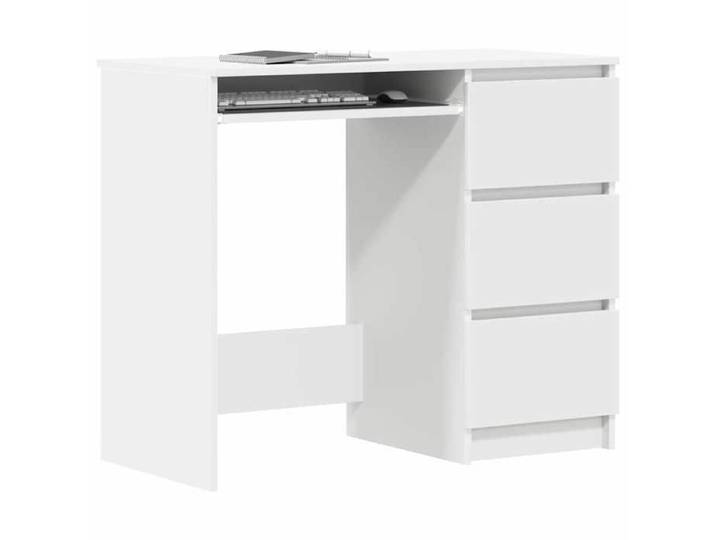 Blanc MEUBLE INFORMATIQUE (1 Personne）- Capacité 60 kg - Bureau secrétaire rectangulaire Blanc 90x45x76cm - Bois d'ingénierie 495894