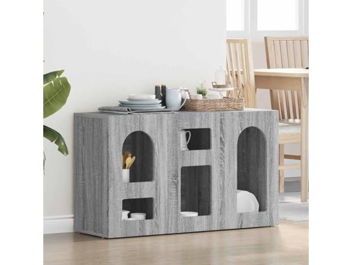 HEFZGDB Weißes Sideboard für Esszimmer aus Holzwerkstoff, Modernes Sideboard mit Regalböden für Wohnzimmer, Funktionales mit Aufbewahrung und Easy-Clean Oberfläche