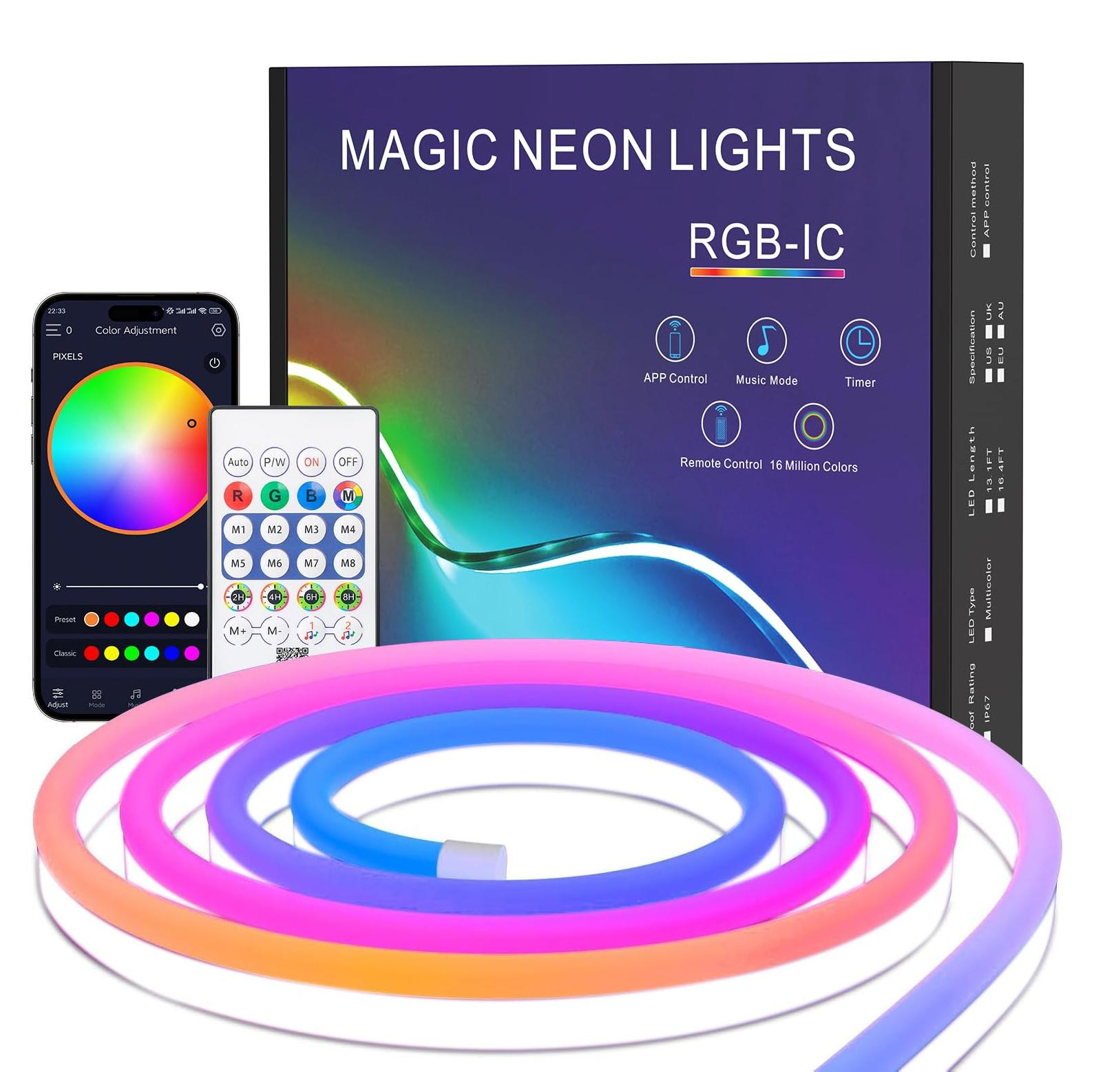 Selius Neon LED Strip RGB IC Flexibele LED Strip Buiten Waterdicht 2M