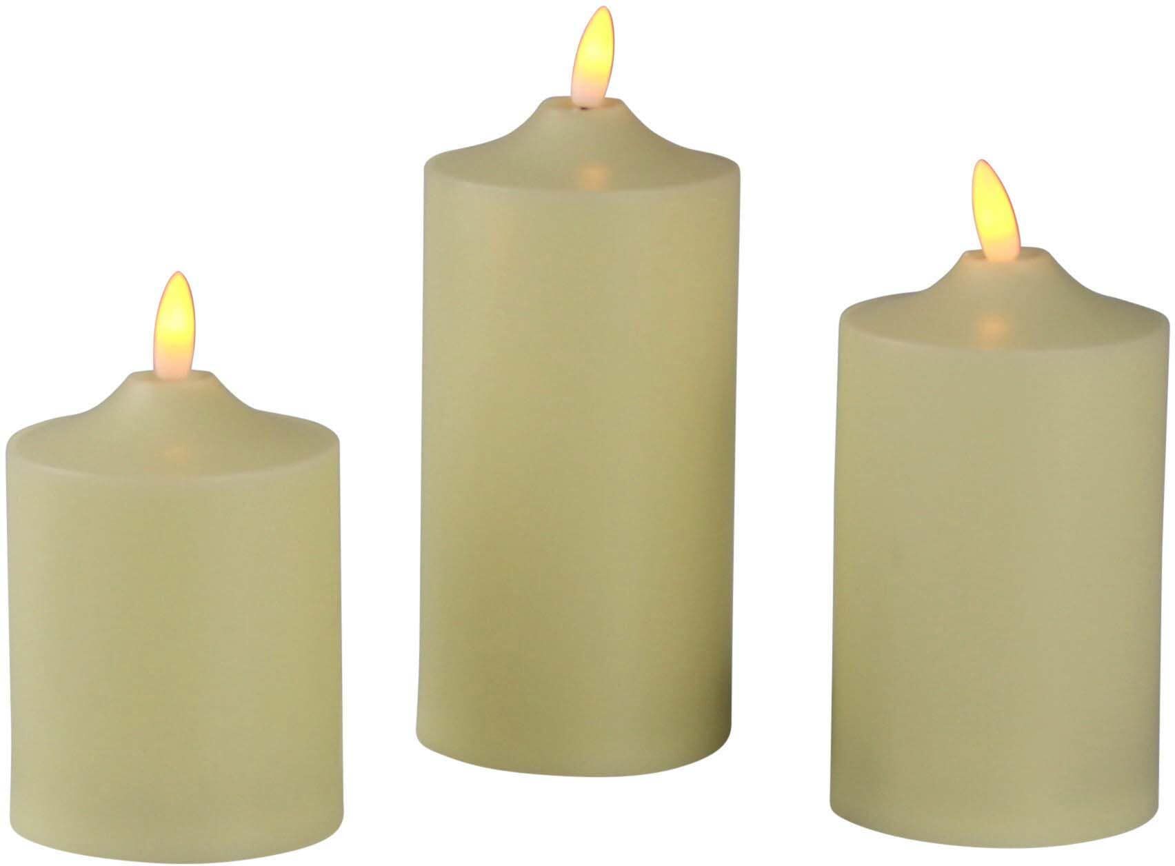 LED-Kerze AM DESIGN, beige (creme), Ø:7,5cm, Kunststoff, Kerzen, LED-Kerze, mit beweglicher LED-Flamme, creme