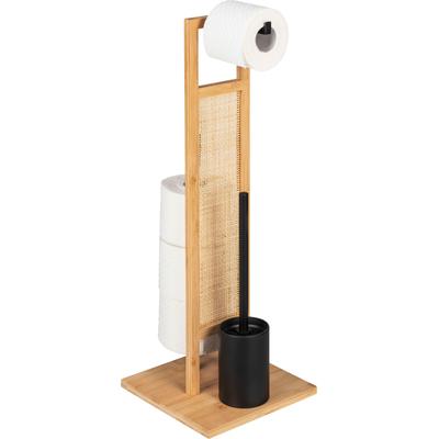 WC-Garnitur WENKO "Rivalta Allegre", braun (braun, braun, schwarz), B:25cm H:73cm L:25cm, Bambus, Edelstahl, Stahl, Reinigungsbürsten, aus Rattan und Bambus