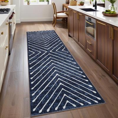 Garvee Farmhouse Symmetrical Stripes Area Rug