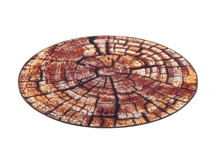 Teppich im naturnahen Baumstamm-Design, Braun, Größe 301 (ø 80 cm)