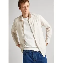 Pepe Jeans für Herren. PM308269 Peter beigefarbenes Hemd (S), Lässig, Baumwolle, Langarm