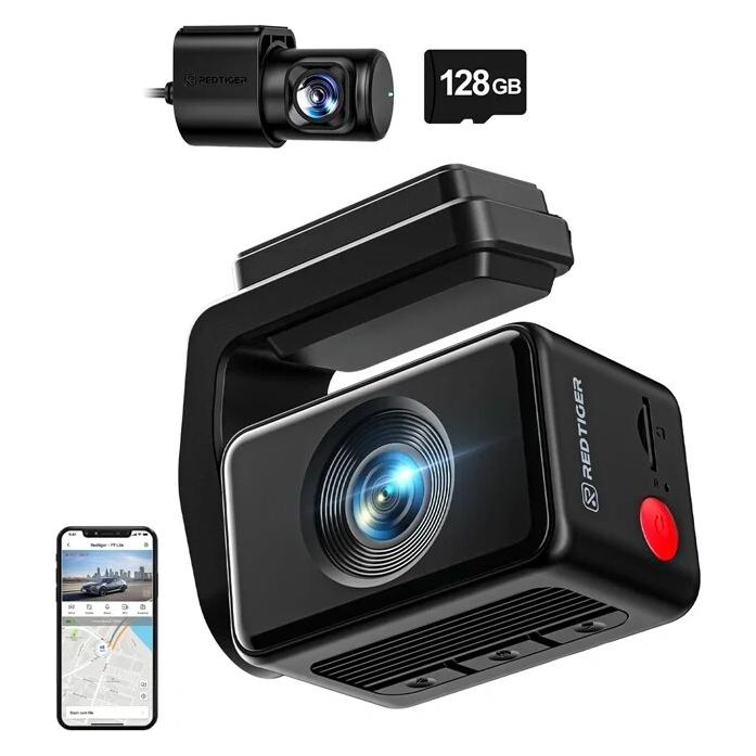 Redtiger F4 Pro WiFi 4K + 1080p 128 GB Dashcam (Eingebautes Mikrofon, 4K) (F4 PRO(128G))