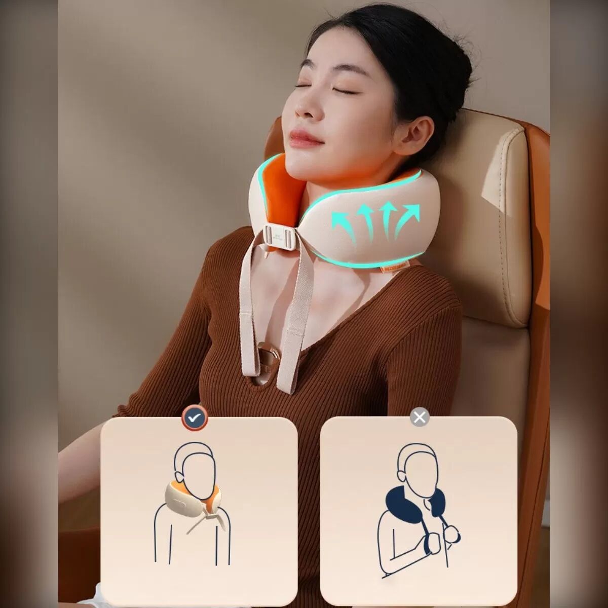 INF U7 Nackenmassagegerät – 360° bewegliche Massageköpfe, Wärmefunktion, wiederaufladbar per USB-C, leichtes Design aus