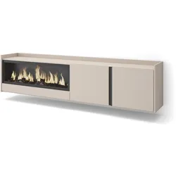 LOWBOARD, Beige, 212/35/50cm, Kamin mit Feuereffekt XXL