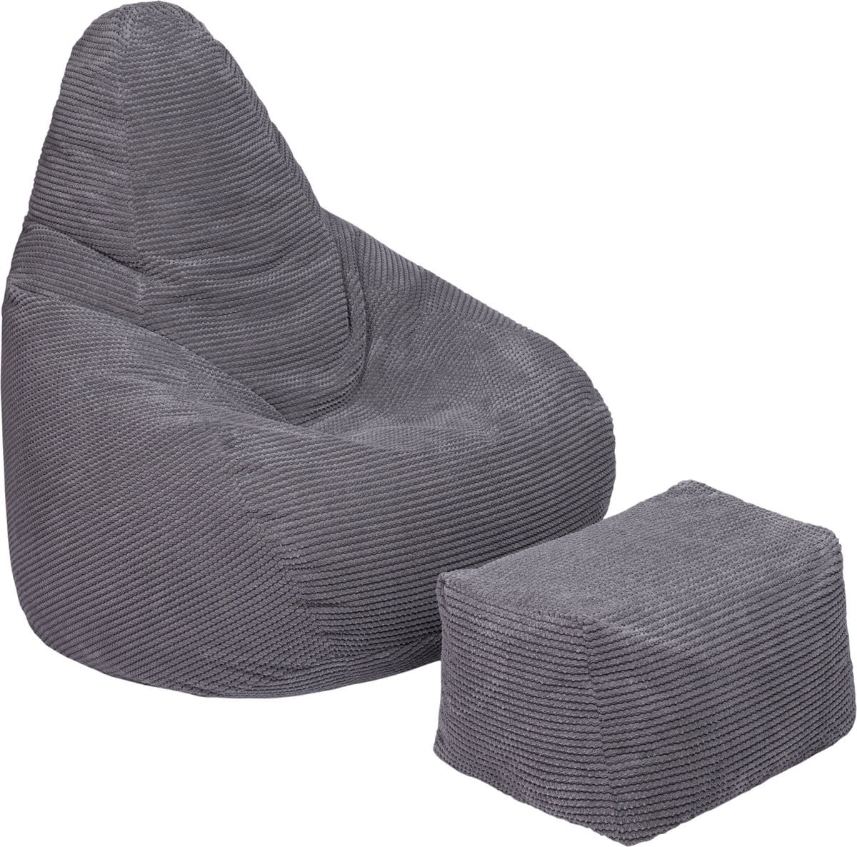 Corduroy Highback Zitzak Stoel met Voetbankje voor Volwassenen - Ergonomische Gaming Ligstoel voor in de Woonkamer
