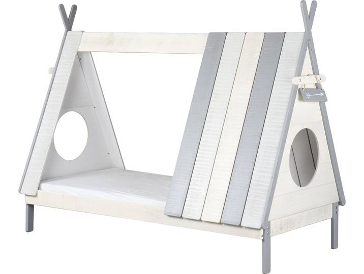 Hausbett MÖBILIA Drollig , grau (weiß, grau), B:105cm L:215cm, Betten, Kinderbett in skandinavischem Look