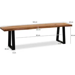 Wohnling, Sitzbank, 140x40x45,5 (140 cm)