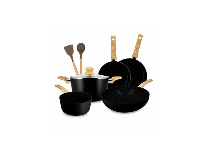 Set De Cuisson Menastyl Colorama 9 Pièces Induction Noir Antiadhésif