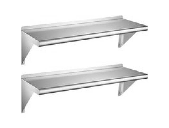 VEVOR Étagère Murale Flottante, Tablette Murale en Inox 30,5x91,4 cm 2PCs, pour Cuisine Maison, Restaurant, Bar, Garage, Charge Maximale de 136 kg, Étagère de Rangement avec Équerres Résistante