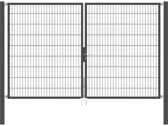 Zaundoppeltür ALBERTS Flexo , schwarz (anthrazit), B:300cm H:180cm, Stahl, Tore, Zaundoppeltür, in verschiedenen Abmessungen