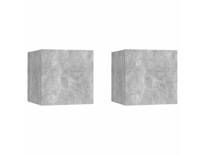Nachttisch 2er Set, Beistelltisch Betongrau 30,5x30x30 cm Holzwerkstoff