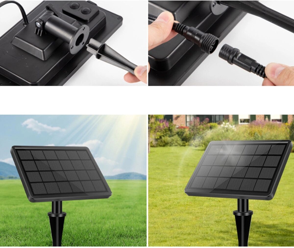 INF LED-Festschnurlichter mit Fernbedienung, Solar 24v, 15m, 25 Lampen +1 Reserve, digitales Solarpanel, USB wiederaufladbar