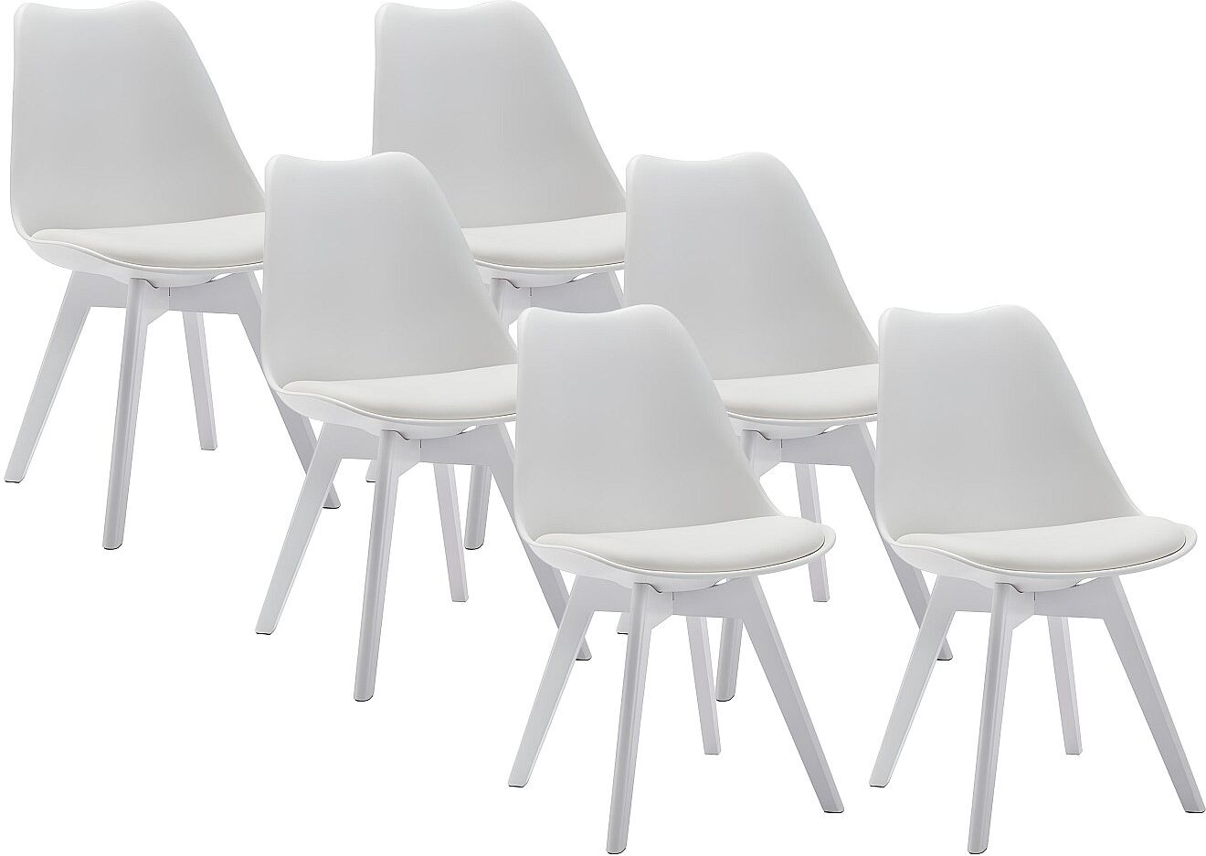 Vente-unique Stuhl 6er-Set - Polypropylen - Weiß mit weißen Füßen - JODY