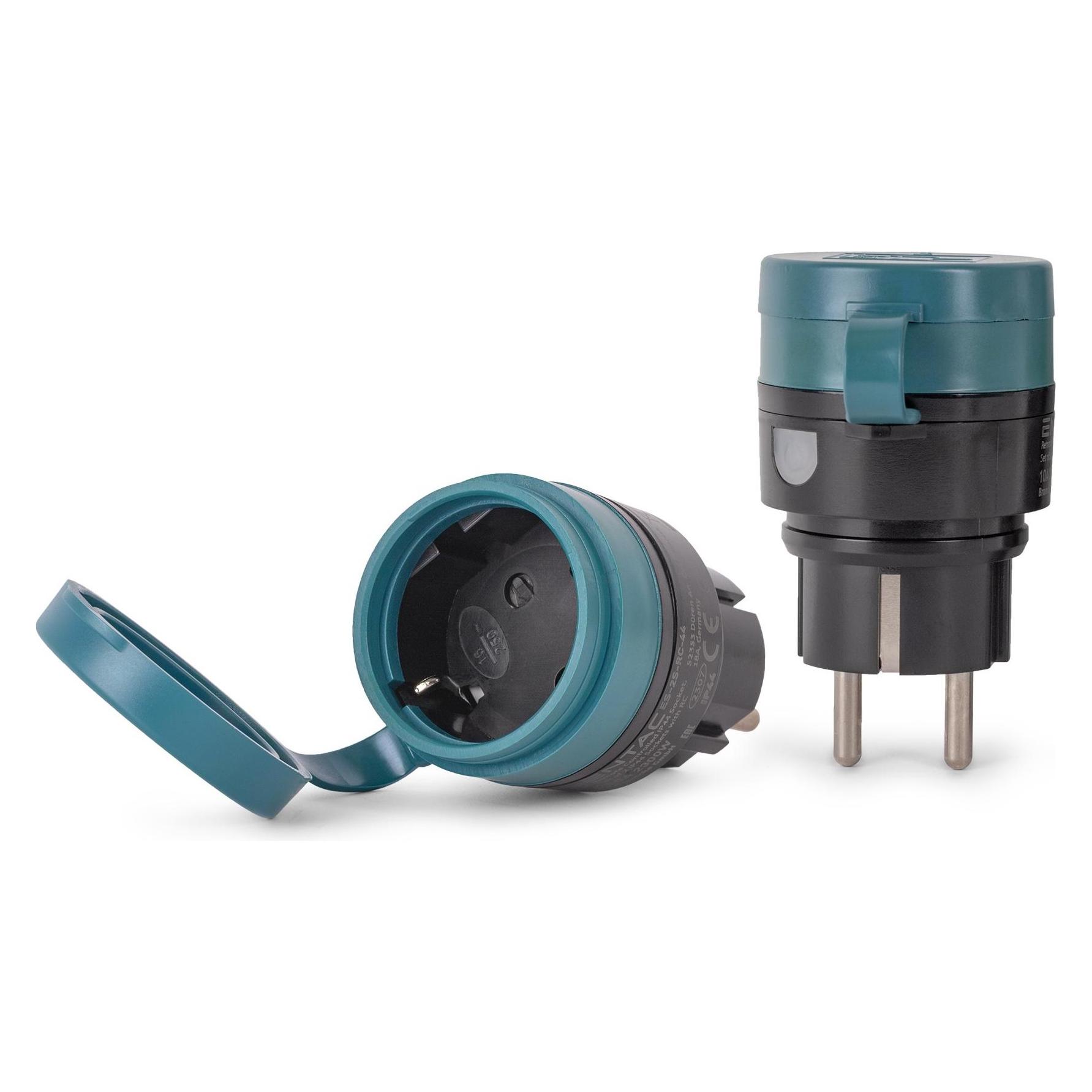 Entac Ferngesteuert Aussensteckdose 2er Set schwarz IP44 (ES-2S-RC-44)