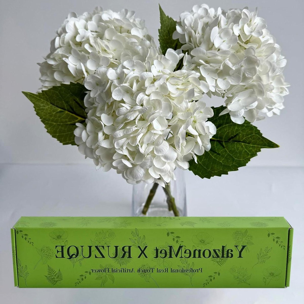 Kunsthortensia Set Wit - Kunstbloemen voor Decoratie - Hoogte: 53 cm