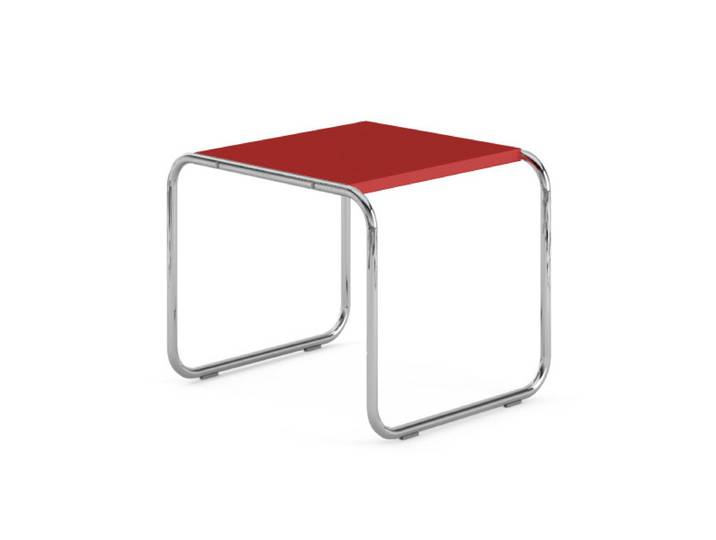 KNOLL table basse carrée LACCIO (Rouge - Laminé plastique et acier chromé)