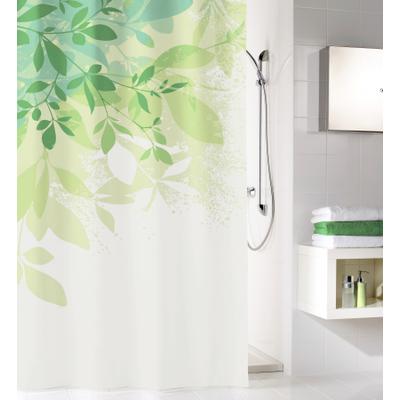 Duschvorhang KLEINE WOLKE "Floresta", grün (cremefarben, grün), B:240cm H:180cm, Polyester, Duschvorhänge, mit Beschwerungsband