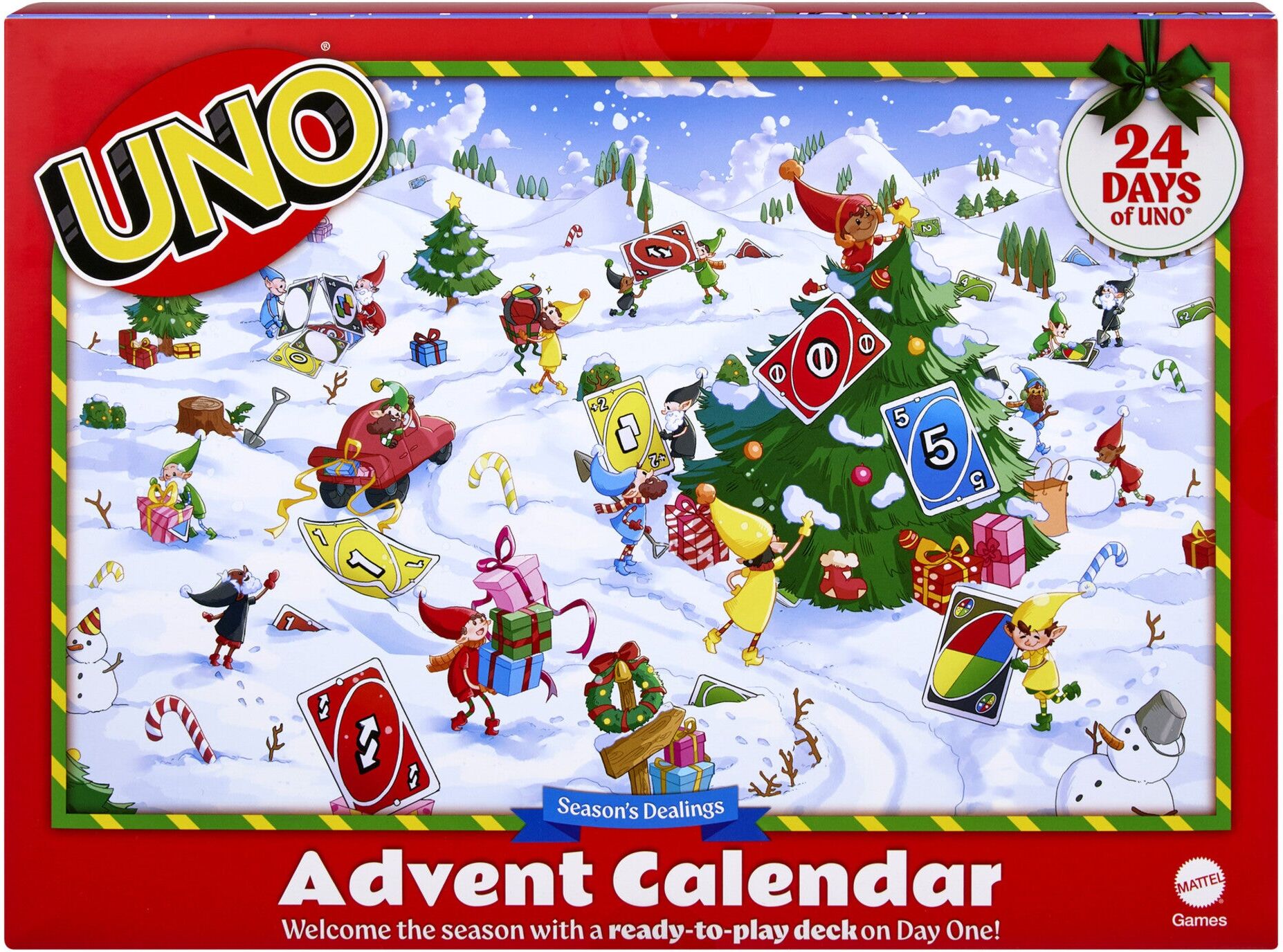UNO 2026 Advent Calendar, 24-day Advent Calendar for 2-4 Players, Ages 8+, by Mattel