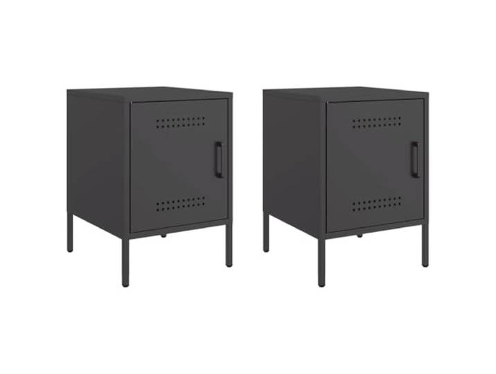 LKJephalotrop Nachttisch 2er Set Schwarz 36x39x50,5 cm Stahl Robuste Nachtkommoden aus Stahl im Industrie-Stil fürs Schlafzimmer. Vielseitig nutzbares 2er Set mit viel Stauraum.