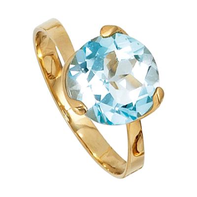 Goldring JOBO Gr. 54, gelb (gelbgold 585), Fingerringe, Damen, 54, Gelbgold 585, Goldring, 585 Gold mit Blautopas
