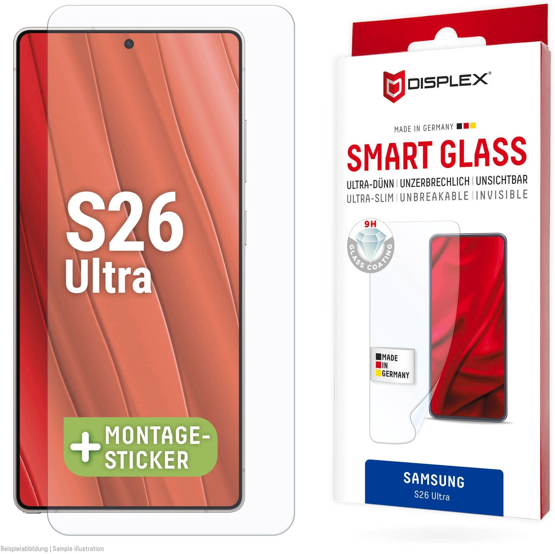 Displex Displayschutzglas "Smart Glass Screen Protector Ultra-Dünn, Unzerbrechlich, Unsichtbar", transparent, B:9,2cm H:1,5cm T:20mm, Displayfolien, Displayschutzfolie, Schutzfolie, Bildschirmschutz, kratz- & stoßfest, Displayschutzglas