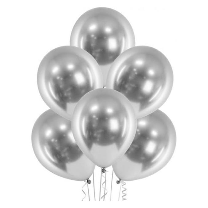 Belbal Chrome-Ballons Silber 100 Stück 33cm in Öko-Qualität (100x) (GG04-601/03)