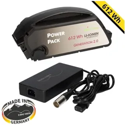 Set E-Bike Akku Ersatzakku Power Pack 17 Ah 612 Wh 36V Bosch Classic Unterrohr + Ladegerät 6A